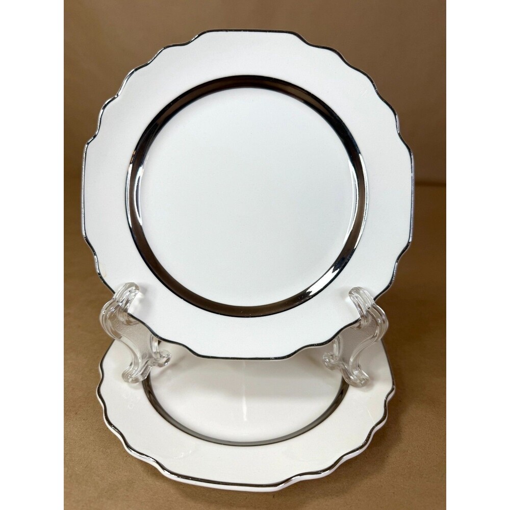 W.S. George White Lido, Canarytone, Platinum Trim&Inner Ring Bread and Butter-2
